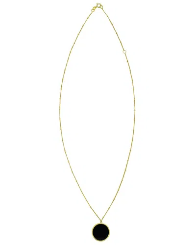 Italian Gold 14k Gold Onyx Inlay Circle Necklace