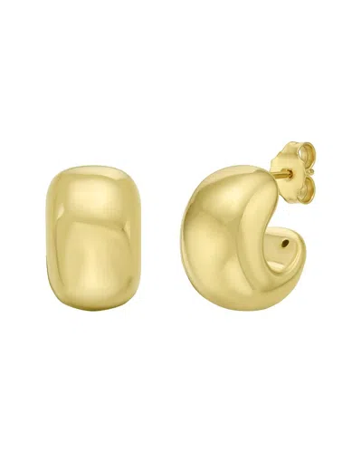 Italian Gold 14k Gold Puffed C Huggie Earrings