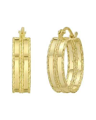Italian Gold 14k Gold Sparkle Hoop Earrings