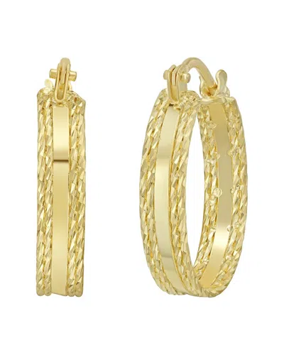 Italian Gold 14k Gold Sparkle Huggie Earrings