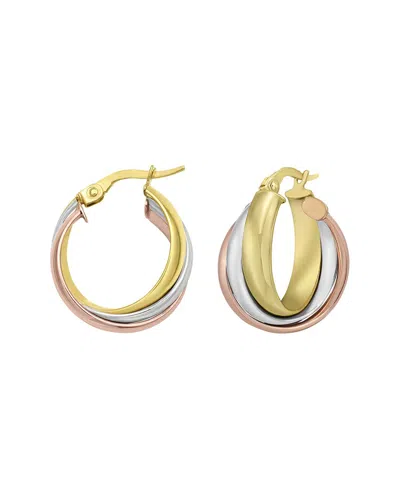 Italian Gold 14k Gold Trinity Hoops Earrings