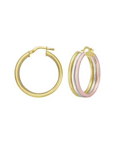 Italian Gold 14k Gold Trinity Hoops Earrings