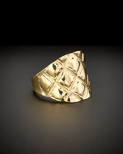 Italian Gold 14k Graduated Quilt Cigar Band Ring In Pink
