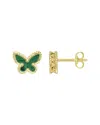 Italian Gold 14k Green Malachite Butterfly Earrings