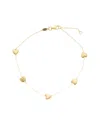 Italian Gold 14k Heart Station Adjustable Length Anklet In Gold