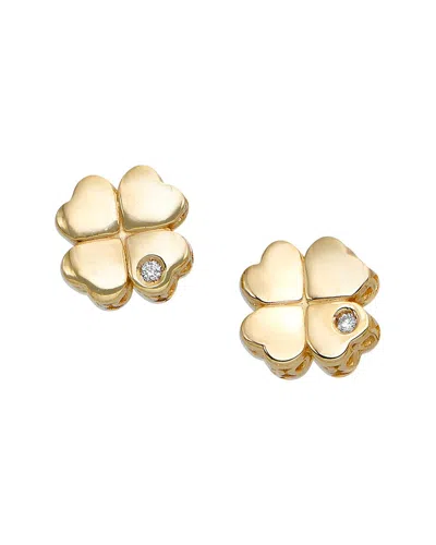 Italian Gold Diamond Clover Studs