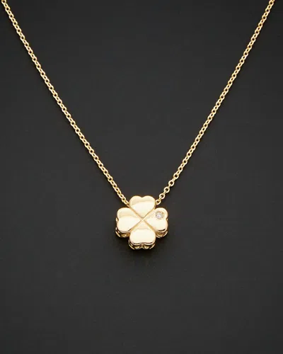 Italian Gold 14k  Diamond Leaf Necklace