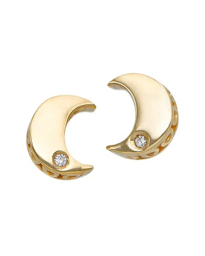 Italian Gold Diamond Moon Studs
