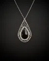 Italian Gold 14k  13.75 Ct. Tw. Diamond & Black Onyx Pendant Necklace