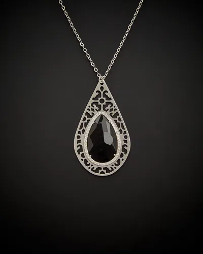Italian Gold 14k  13.75 Ct. Tw. Diamond & Black Onyx Pendant Necklace