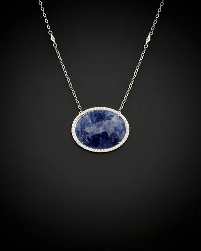 Italian Gold 14k  13.80 Ct. Tw. Diamond & Sodalite Necklace