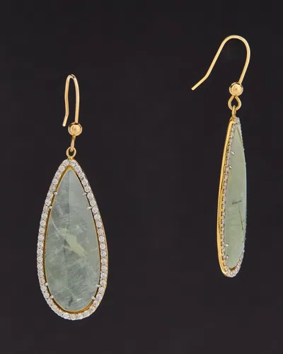 Italian Gold 14k  20.80 Ct. Tw. Diamond & Green Amethyst Earrings