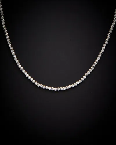 Italian Gold 14k  2.5mm Diamond Cut Bead Necklace In White