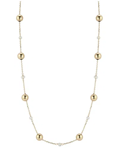 Italian Gold 14k  2.5mm Pearl Ball Station Necklace