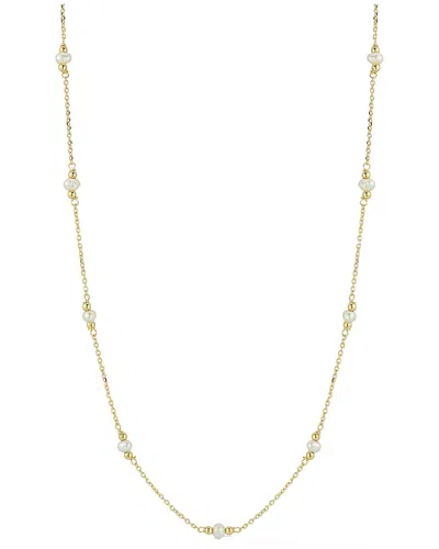 Italian Gold 14k  2.5mm Pearl Ball Station Necklace