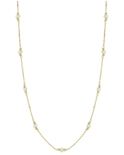 Italian Gold 14k  2.5mm Pearl Ball Station Necklace