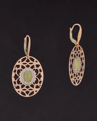 Italian Gold 14k  3.50 Ct. Tw. Diamond & Yellow Jasper Filigree Earrings
