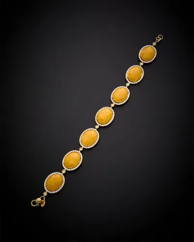 Italian Gold 14k  37.10 Ct. Tw. Diamond & Yellow Jasper Bracelet