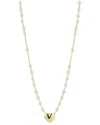 Italian Gold 14k  3mm Pearl Heart Necklace