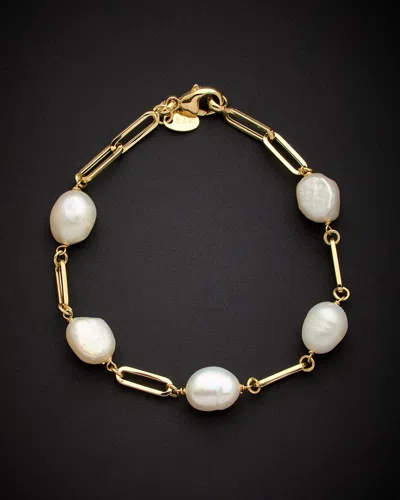 Italian Gold 5-6mm Pearl Paperclip Chain Bracelet