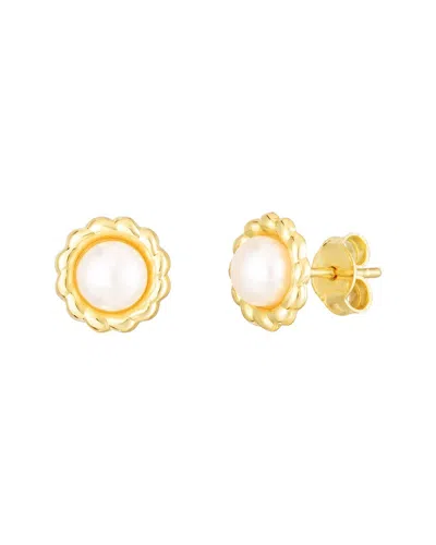 Italian Gold 5.5mmmm Pearl Flower Earrings