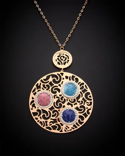 Italian Gold 14k  9.10 Ct. Tw. Diamond & Gemstone Necklace