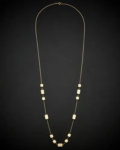 Italian Gold 14k  Alternating Square & Rectangle Geometric Station Necklace