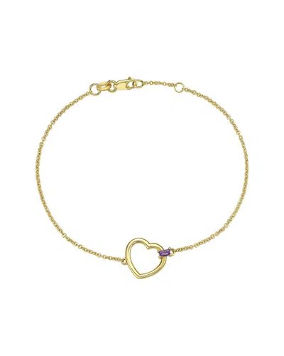 Italian Gold 14k  Amethyst Heart Bracelet