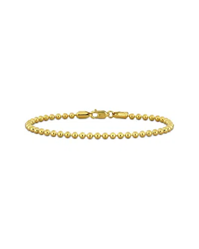 Italian Gold 14k  Ball Bead Bracelet In Burgundy
