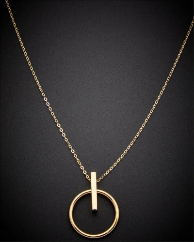 Italian Gold 14k  Bar & Circle Pendant Necklace In Neutral