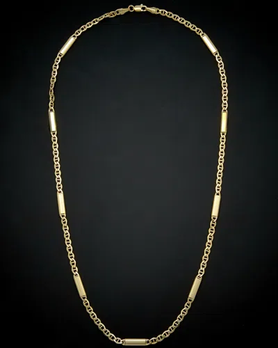Italian Gold Bar Station Mariner Link Necklace In Gold
