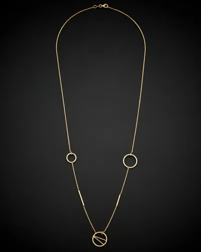 Italian Gold 14k  Bars & Multi-circles Station Necklace