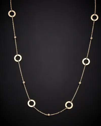 Italian Gold 14k  Bead & Circle Station Necklace