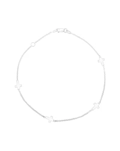 Italian Gold 14k  Bead Station Anklet In Metallic