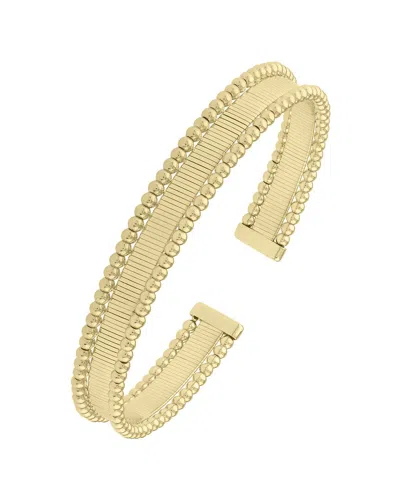 Italian Gold 14k  Beaded Edge Cuff Bracelet