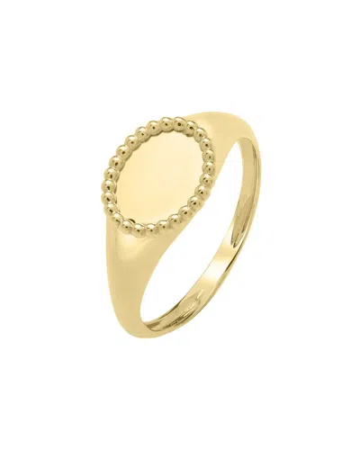 Italian Gold 14k  Beaded Signet Ring