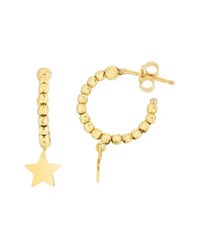 Italian Gold Beaded Star Charm Hoops