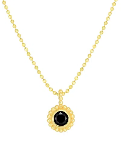 Italian Gold 14k  Black Spinel Drop Necklace