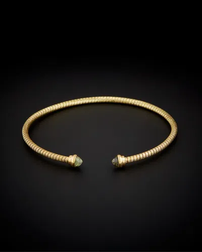 Italian Gold Blue Topaz Cuff In Gold