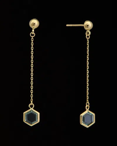 Italian Gold Blue Topaz Drop Earrings