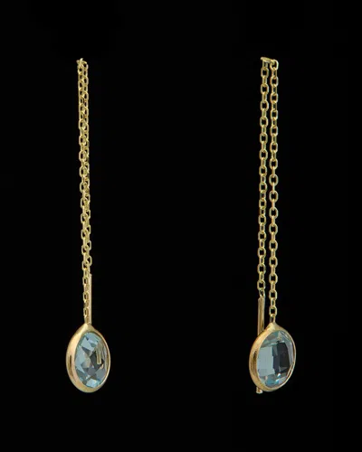 Italian Gold Blue Topaz Threader Earrings