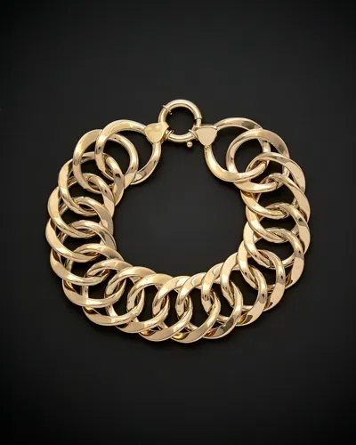 Italian Gold Bold Flat Round Link Bracelet In Gold