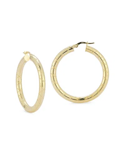 Italian Gold Bold Thick Quilted Medium Hoops In Gold