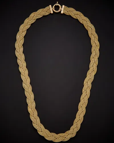 Italian Gold Braided Triple Popcorn Link Necklace