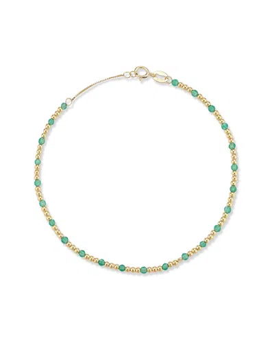 Italian Gold 14k  Chalcedony Bead Bracelet