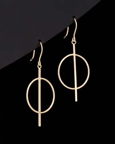 Italian Gold Circle And Bar Drop Earrings
