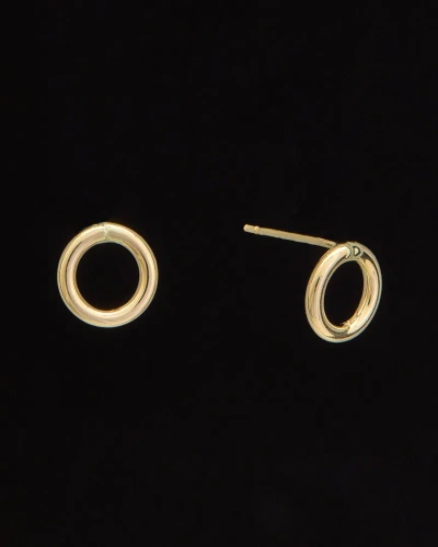 Italian Gold 14k  Circle Studs In Metallic