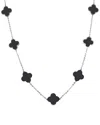 Italian Gold 14k  Onyx Big Clover Necklace