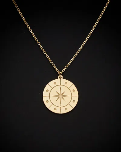Italian Gold Compass Disc Pendant Necklace In Gold