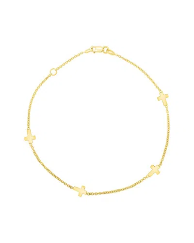 Italian Gold 14k  Cross Station Anklet
